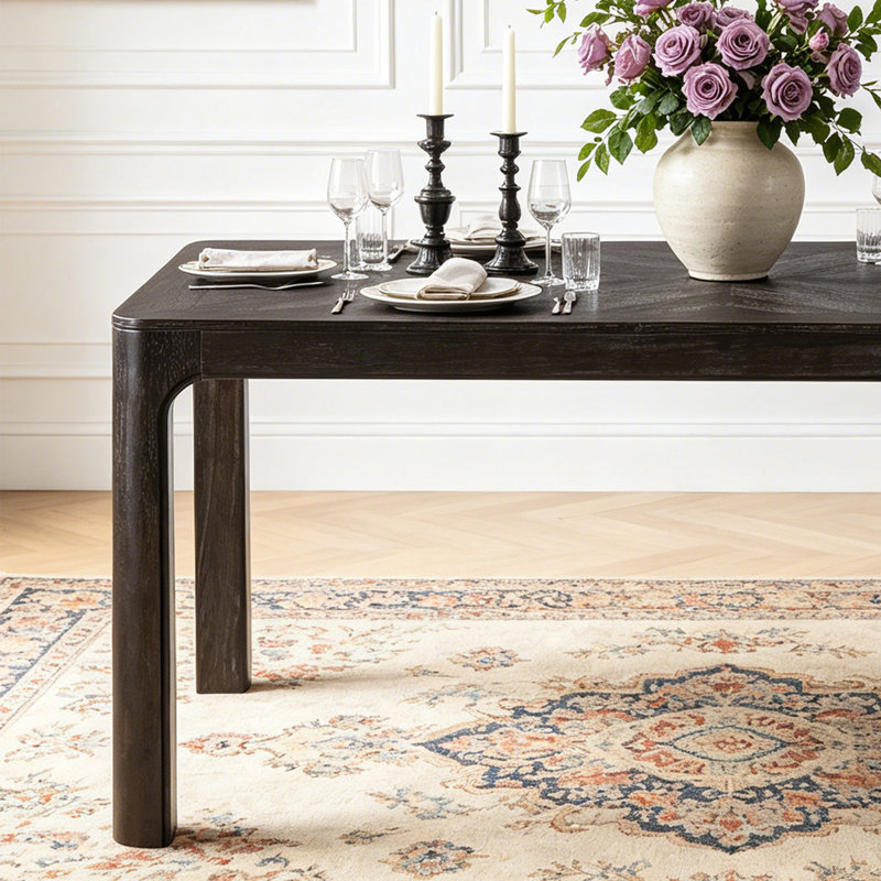 60" W Rectangular Solid Wood Dining Table, Natural
