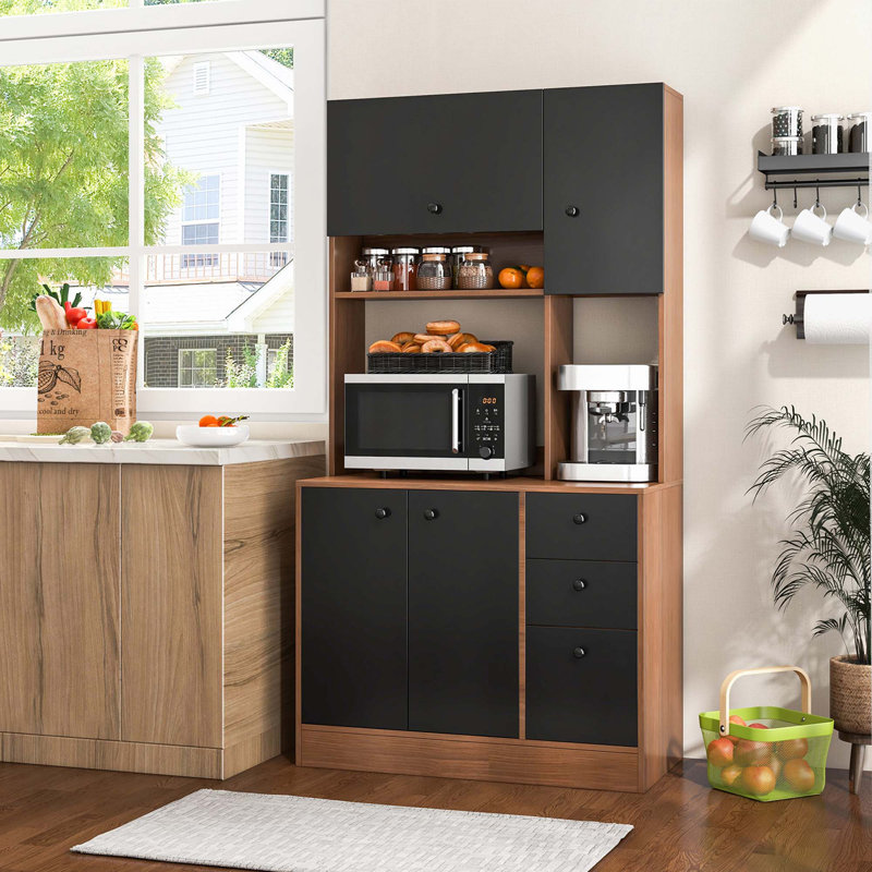 Verdigre 71'' Kitchen Pantry, Walnut/Black