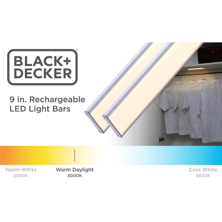 BLACK+DECKER 9 in. LED Warm White 2-Bar Rechargeable Under Cabinet