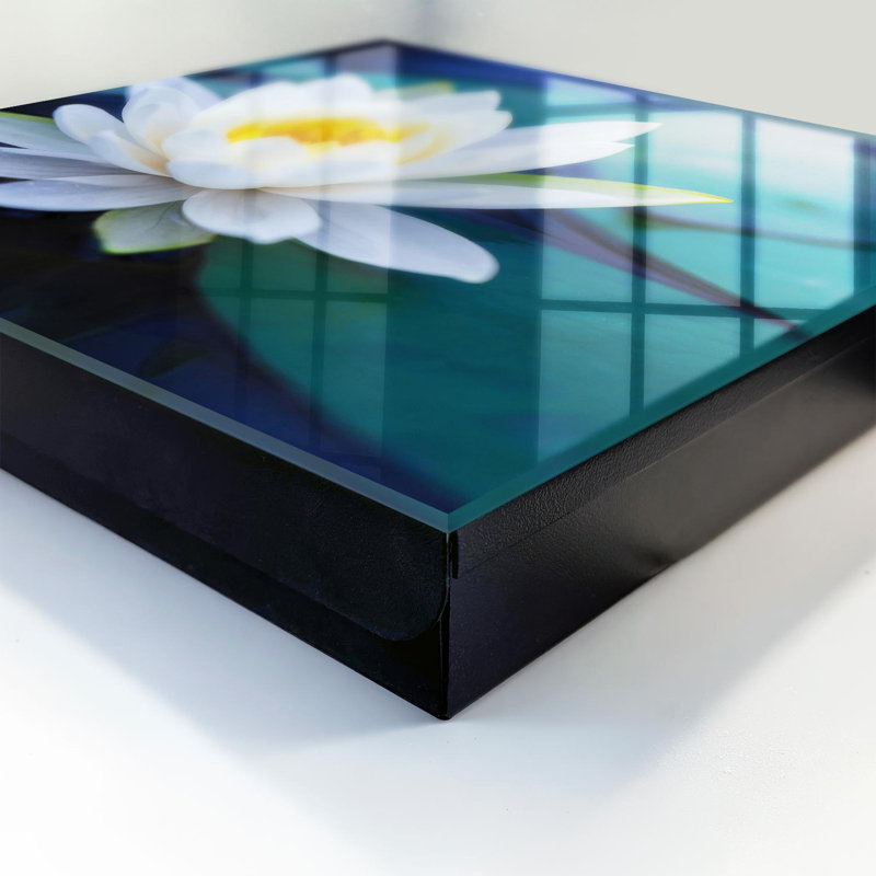 Key storage cabinet, Opens to the left, 30x30x5, White, Water lily flower on pond meditation nature, 