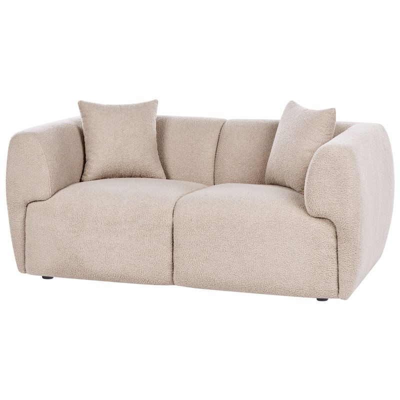 2 Seater Boucle Sofa, Beige Boucle