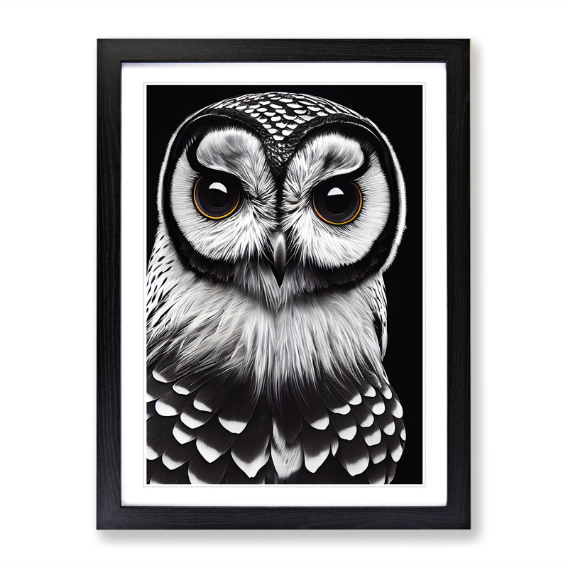 Welcoming Owl - Wall Art, Black Framed, 34cm H x 25cm W