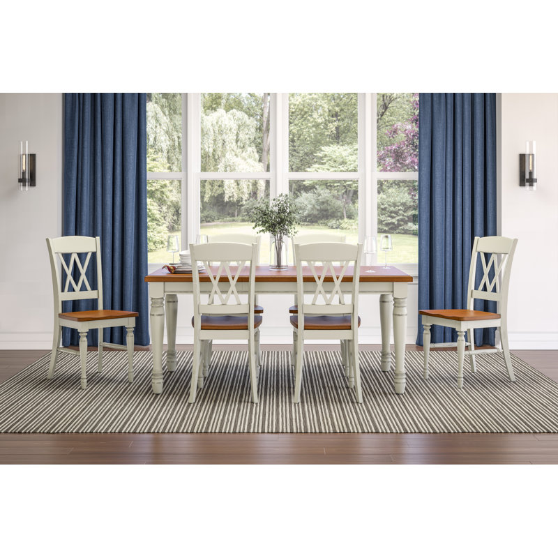 Larchwood 6 - Person Extendable Four Leg Dining Set, Rubbed White