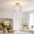 Gold Semi-flush Mount Ceiling Light With Etched Glass Globe, Vintage Industrial Antique Brass Finish For Low Ceilings-1786202278
