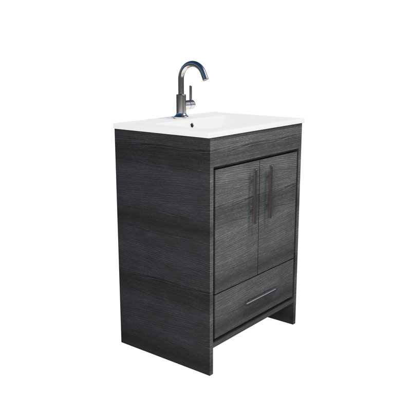 Ensemble de meuble-lavabo simple 24 po Sallisaw, Black Ash