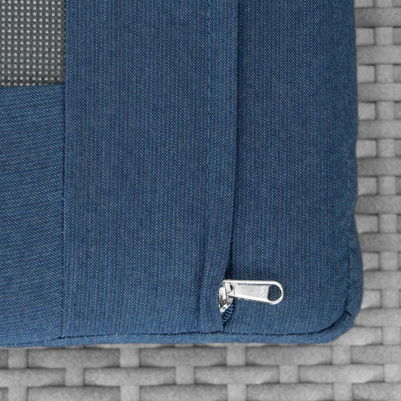 Chaise de terrasse avec coussins Sunbrella Ehrenfried, Coussin bleu Laguna / structure grise