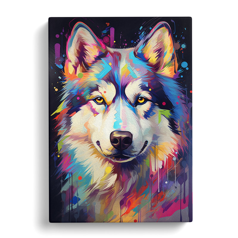 Husky Futurism Art - Wrapped Canvas, 50cm H x 35cm W x 3cm D
