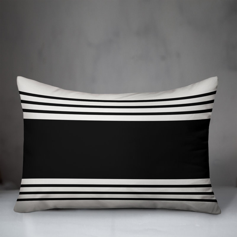 Farmhouse Rectangular Pillow Cover & Insert, Black/White