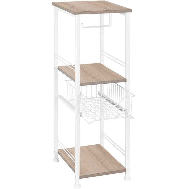Allain-Junior Freestanding Bathroom Shelves, White/Brown