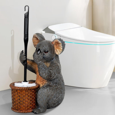 Ensemble de porte-brosse de toilette amusant, statue d'animal mignon pinçant le nez, résine, décoration de salle de bain et ensemble de récureur, organisateur de cachette fantaisiste. (Koala)