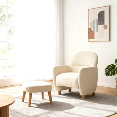 Chaise paresseuse de style moderne avec repose-pieds avec repose-pieds - Fauteuil rembourré en tissu pour l'extérieur