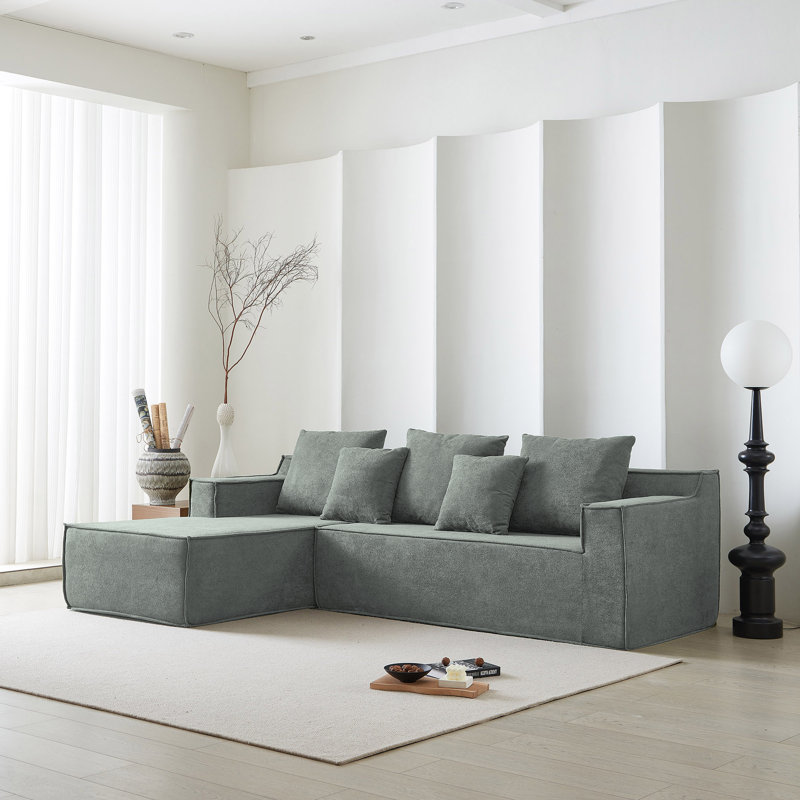 L-Shape Chaise Sectional Sofa, Swans Down, Stain Resistant, No Assembly Required, 7-Seater Sofa for Indoor Living Room and Bedroom