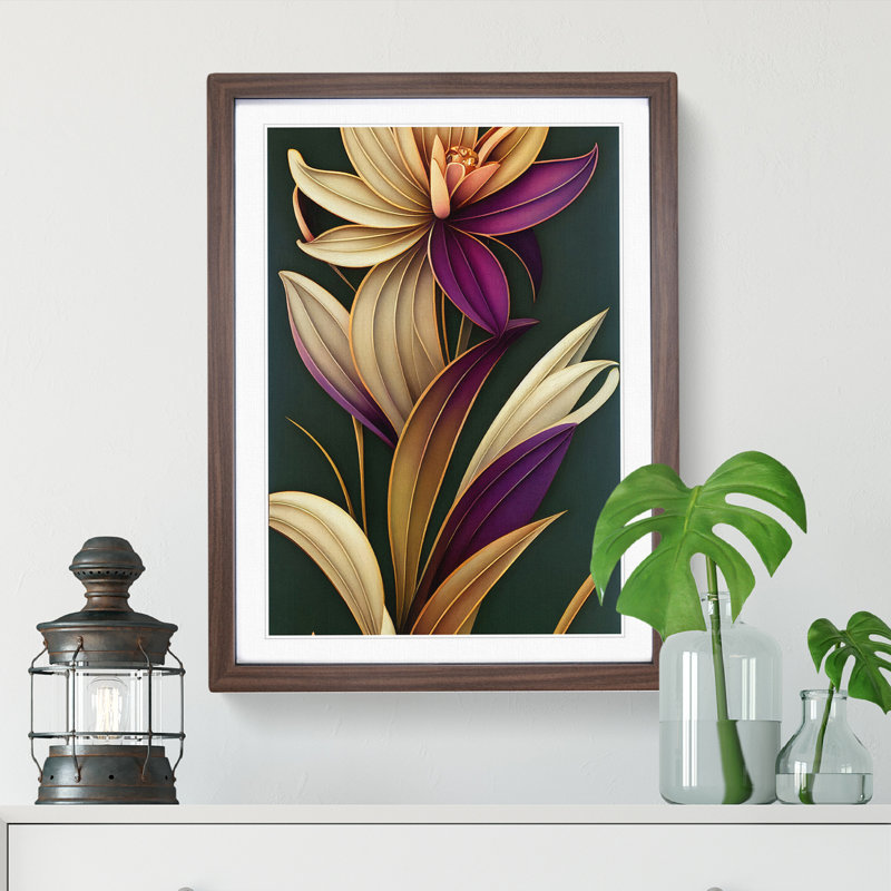 XV1022-2521X King Flowers 1 Piece Single Picture Frame Wall Art, 64cm H x 46cm W x 2cm D, Walnut
