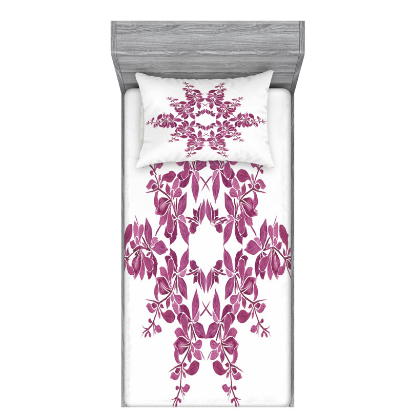 Microfiber Floral Sheet Set, Twin XL Sheet Set + Fitted Sheet + 1 Pillowcase