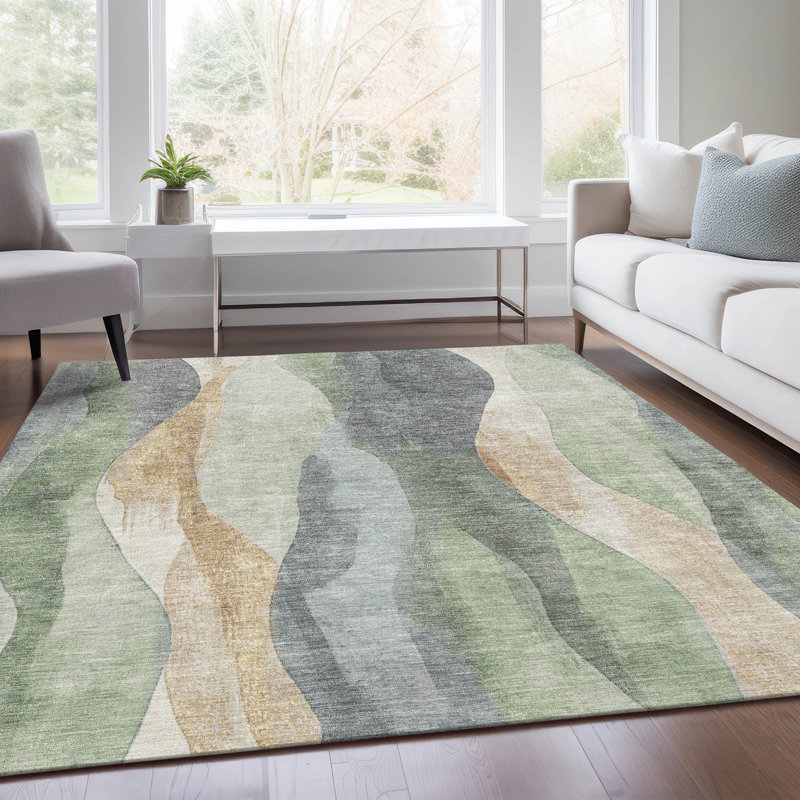 Tapis intérieur / extérieur Xhevrie lavable à la machine, Rectangle 10 pi x 14 pi