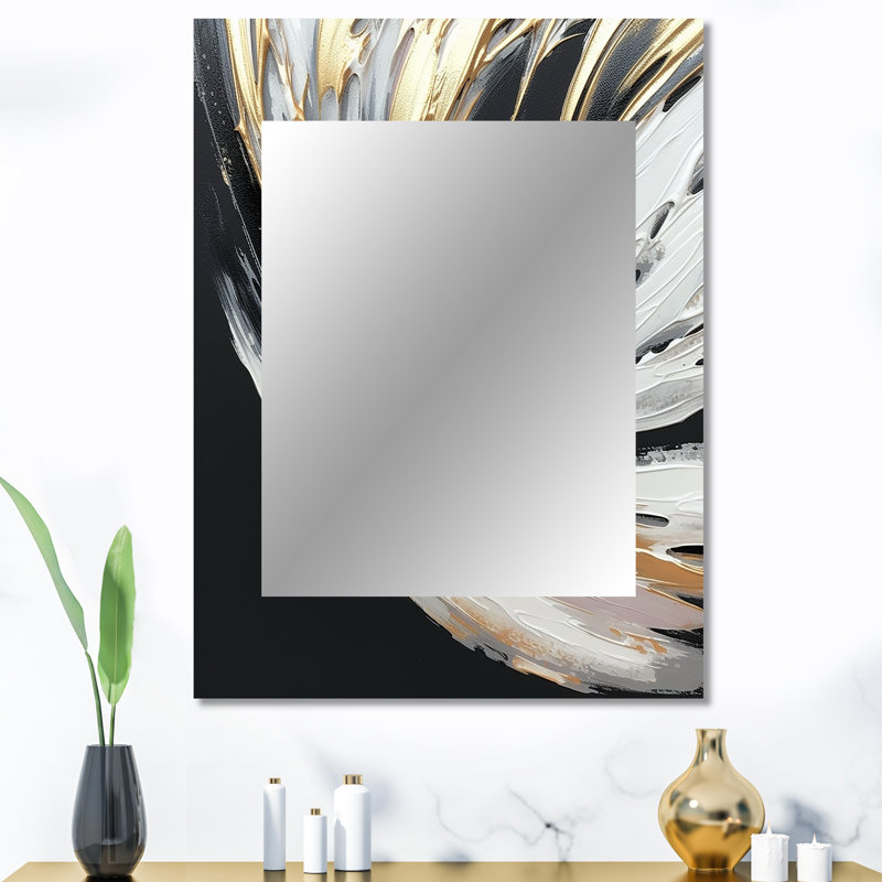 Golden River Wildness abstrait doré et noir I - peinture murale abstraite, miroir décoratif moderne, impression sur métal