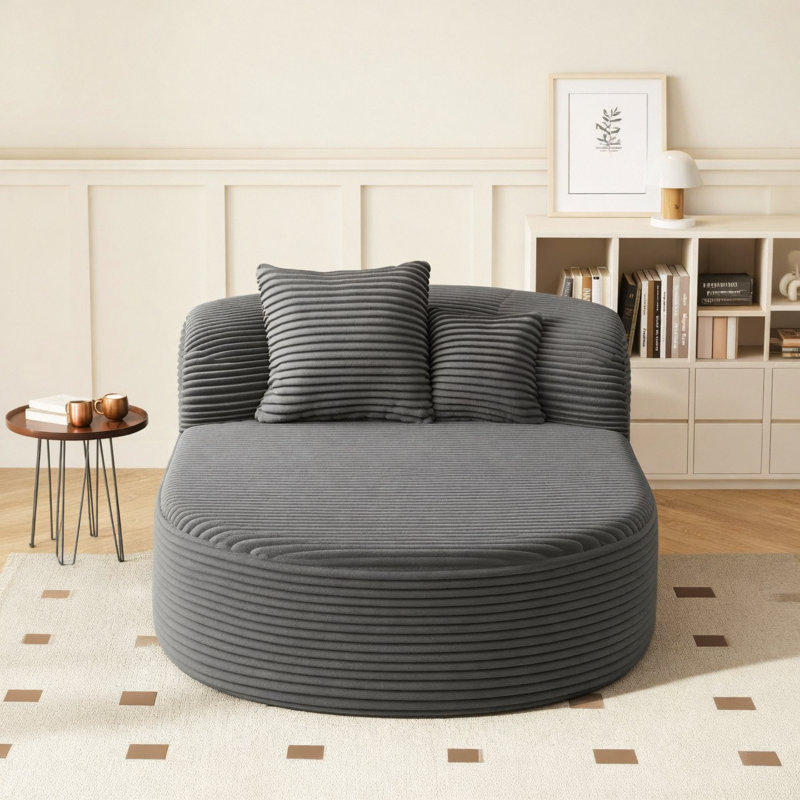 Canapé moderne sans méridienne 51,6 po avec deux coussins de soutien pour le salon, gris, Gris