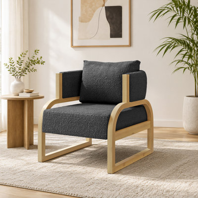 Fauteuil rembourré en bois massif de polyester l 27,5 po