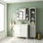Bathroom Wall Storage Cabinet With Mirror, Medicine Cabinet With Adjustable Wood Shelf & Doors, Mounted Storage Cabinets With 6 Open Shelves, Gray-1714401809