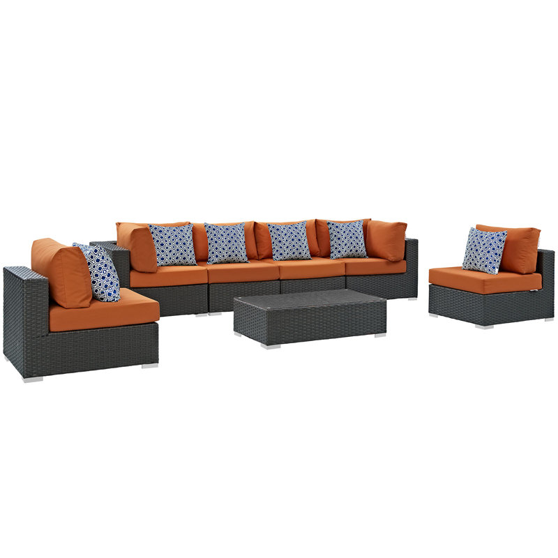 Ensemble modulaire de patio d'extérieur 7 pièces Sojour par Modway, Toscan