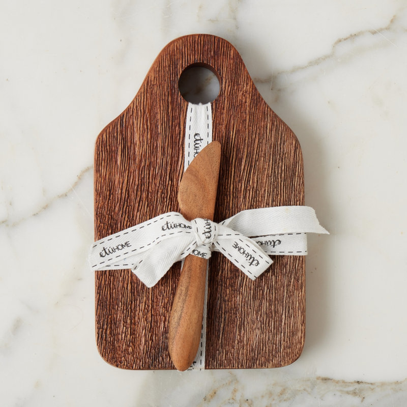 Mini Appetizer Board - Natural - White Ribbon, White
