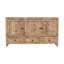Buffet à trois tiroirs et trois portes en bois massif naturel sculpté à motifs floraux, 64 pouces