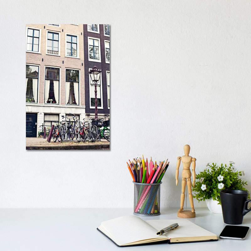 Amsterdam Bicycles by Caroline Mint - Wrapped Canvas Print, 20.32 cm H x 30.48 cm W