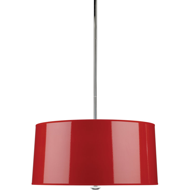 Lustre cylindrique unique à 3 lumières Penelope, Parchemin rouge Ceramik