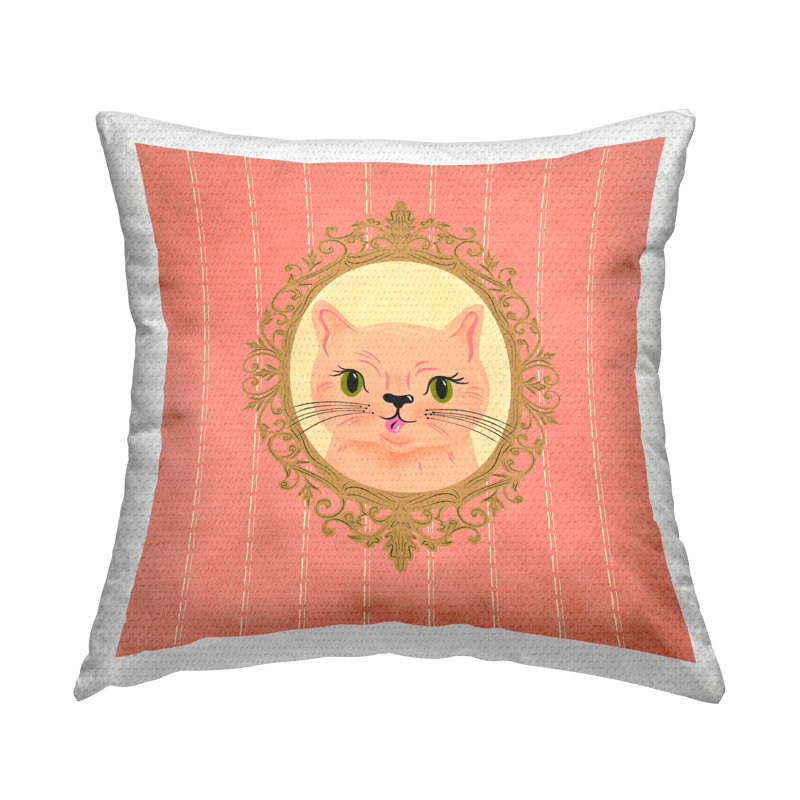 Coussin d'extérieur imprimé "Peach Cat Portrait" par Carrie Cantwell