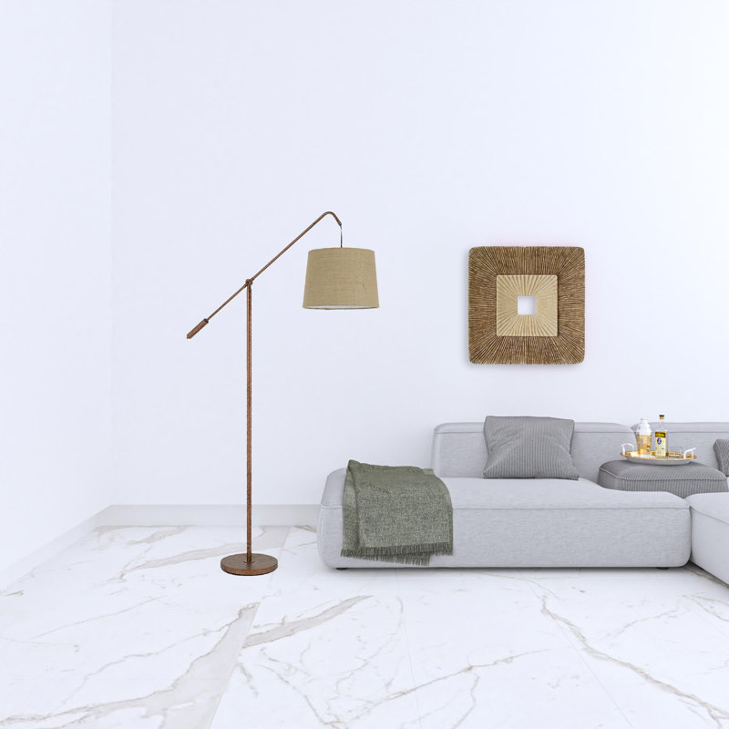 68" Adjustable Traditional Shaped Floor Lamp With Drum Shade, Rust