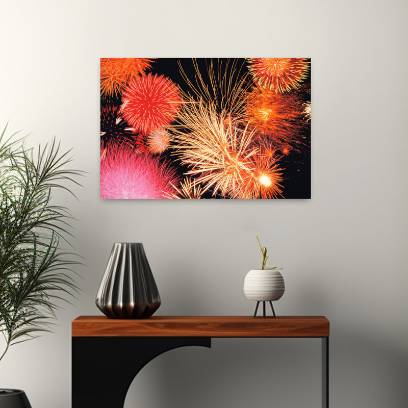 Feux d'artifice, art contemporain abstrait, H 16 po x l 24 po