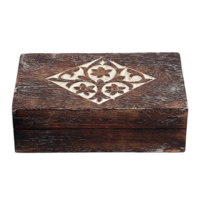 Boîte décorative en bois de fleurs rhombus Lucea