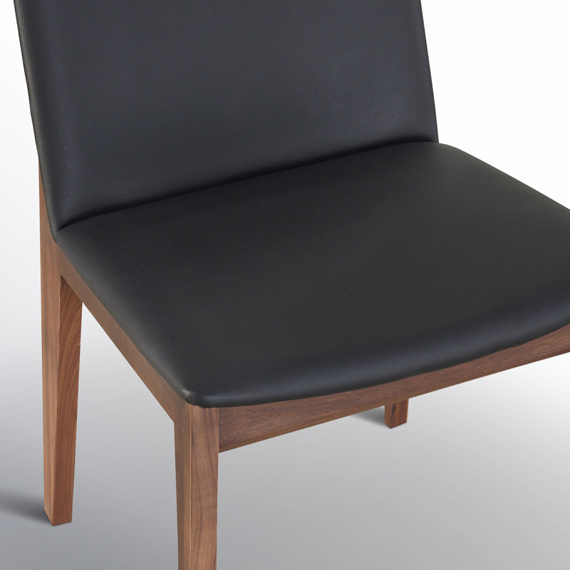 Anrey Vegan Leather Dining Chair, Black Pebbled Faux Leather, Brown