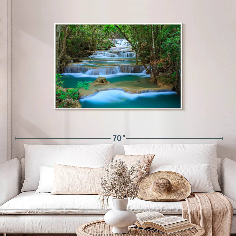 Cascade de la forêt de Kanchanaburi, Cadre flottant blanc, 43 po x 29 po
