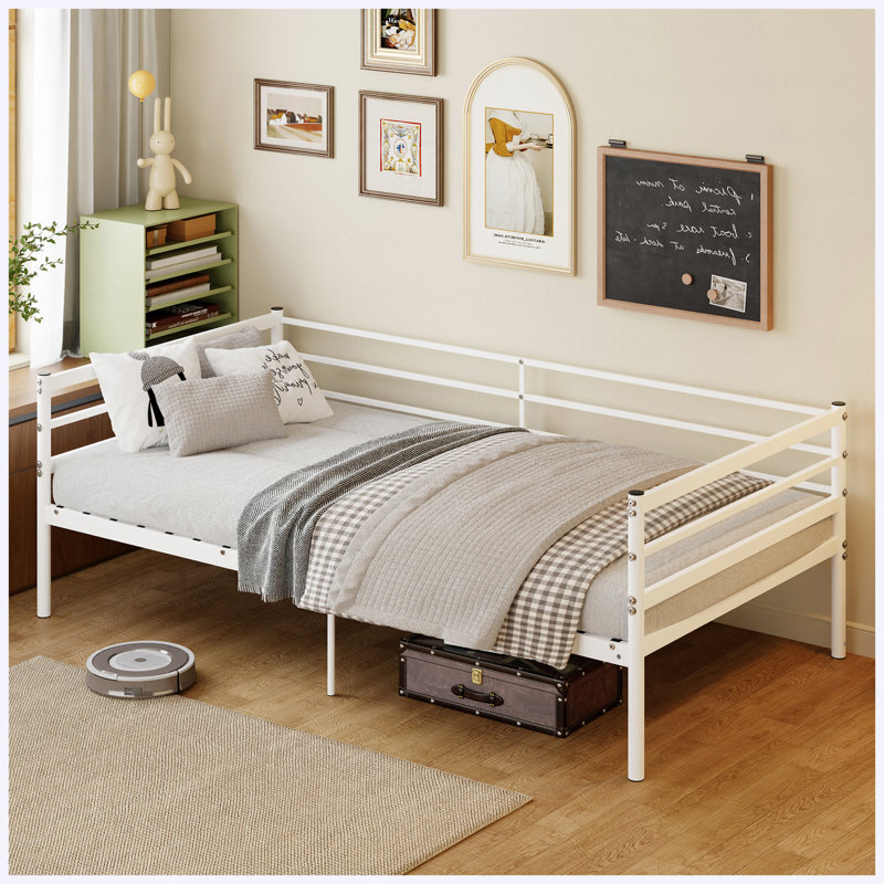 Lit simple superposé en métal, robuste et durable, aucun sommier requis, pour enfants, adolescents et adultes, finition blanche