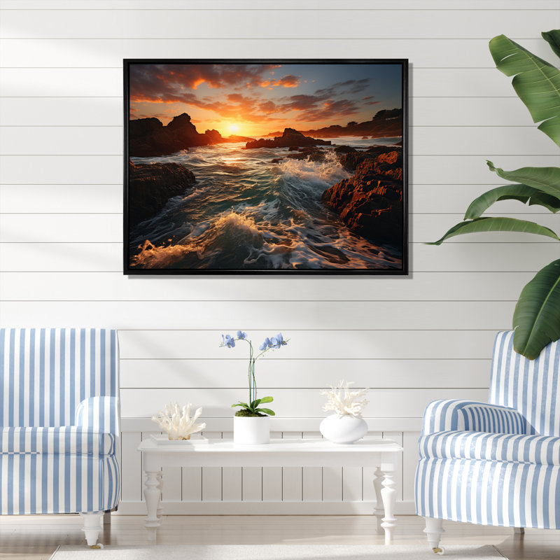 Golden Sands A Mesmerizing I - Landscapes Canvas Art Print, H 24 po x l 32 po x P 1 po, Cadre flottant noir