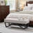 Navy Blue Upholstered Ottoman Bench - Modern Tufted Footrest with Geometric Legs-473149157