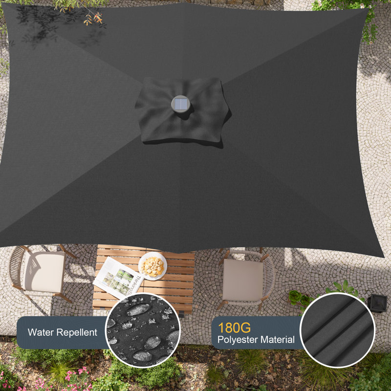 Parasol de marché rectangulaire 120 po x 78 po, Noir
