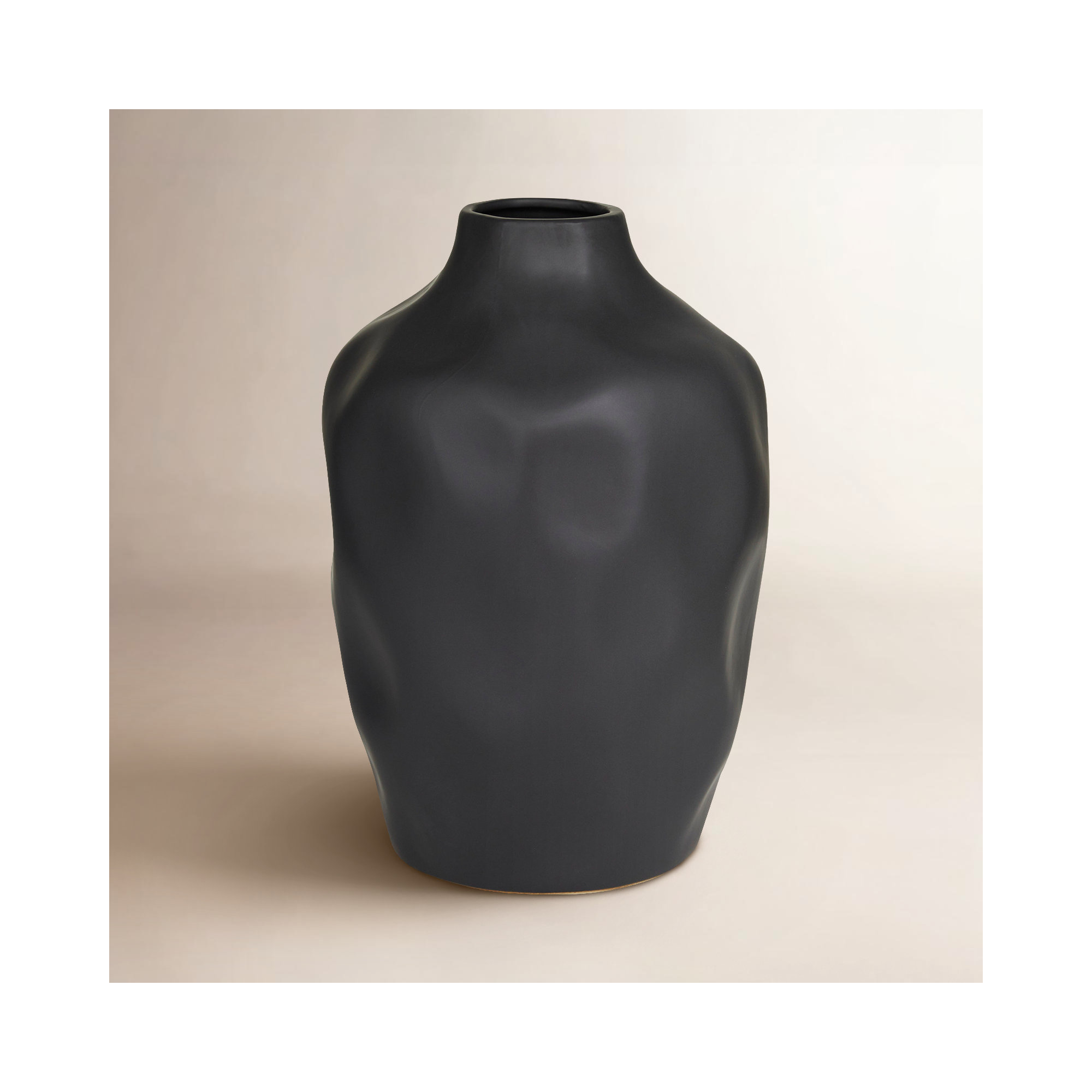 Stoneware Table Vase, 13.8" H x 9.35" W x 9.25" D, Brown