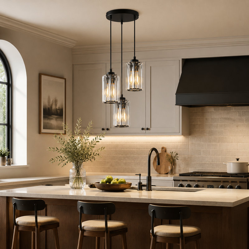 3 - Light Matte Black Cylinder Pendant