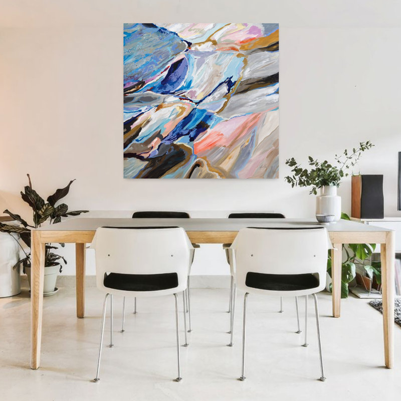 Bord de mer avec art abstrait de plage, H 36 po x l 36 po