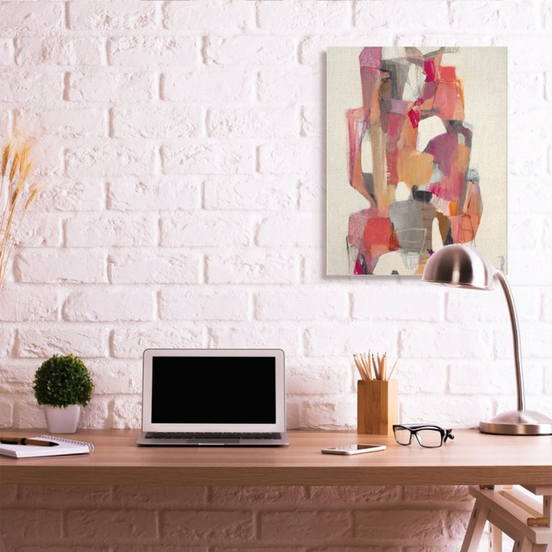 «Cented Geometric Shapes Abstract Red Orange» par Terri Burris - impression d'art graphique, 40" H x 30" W x 1.5" D