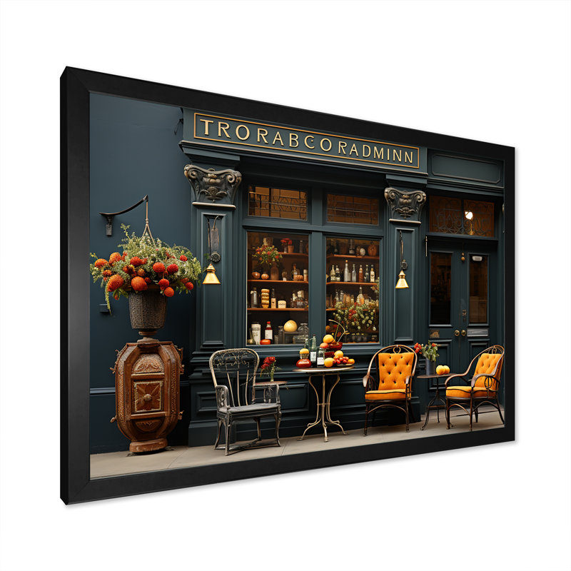 Photographie de café français - art mural France, Cadre simple noir, H 12 po x l 20 po x P 1 po