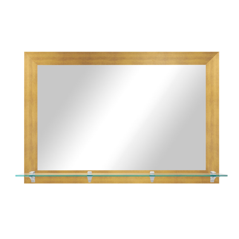 Matsuichi Mirror with Shelves, 32.50" x 42", Matte Silver/Silver
