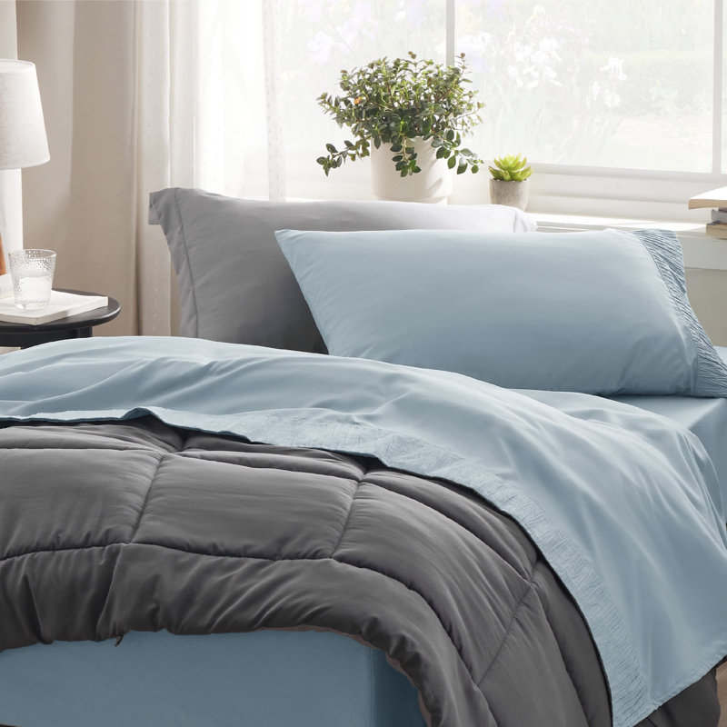 Ensemble de draps en microfibre de polyester pour literie Hotel Luxury, Bleu ciel