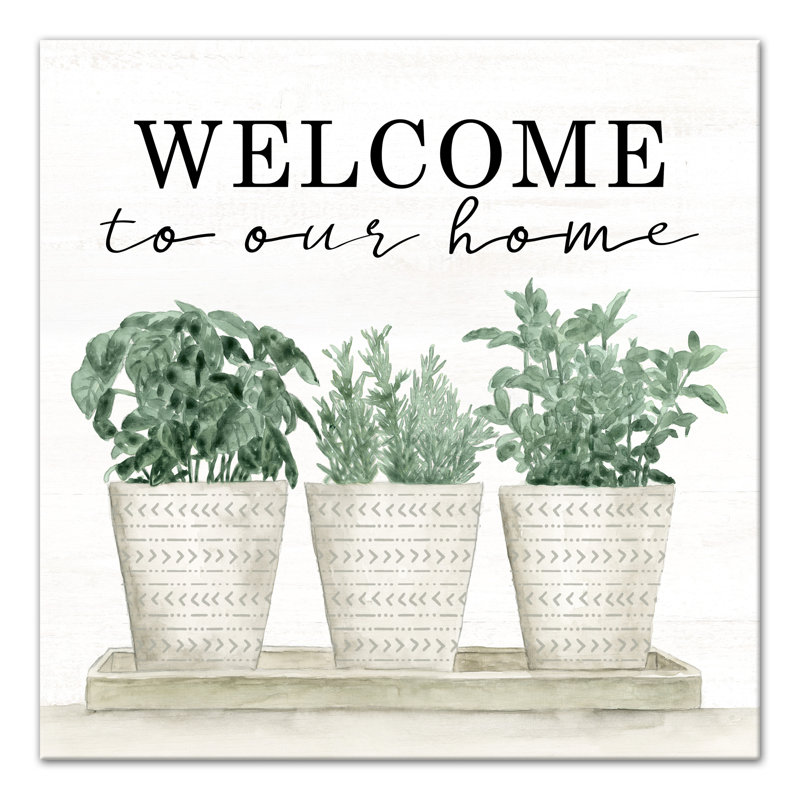Welcome To Our Home Greenery Canvas Wall Art