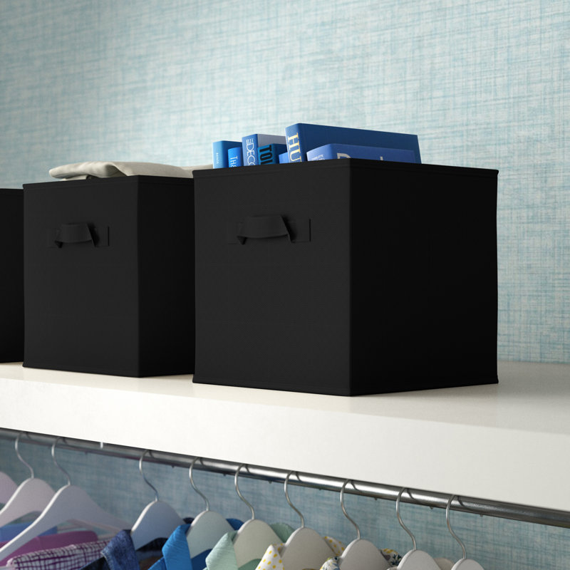 Wayfair Basics™ Fabric Decorative Bin, 27cm H x 27cm W x 27cm D, Black