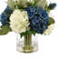 Assorted Hydrangeas with Thistle, Cactus and Protea in Glass Vase