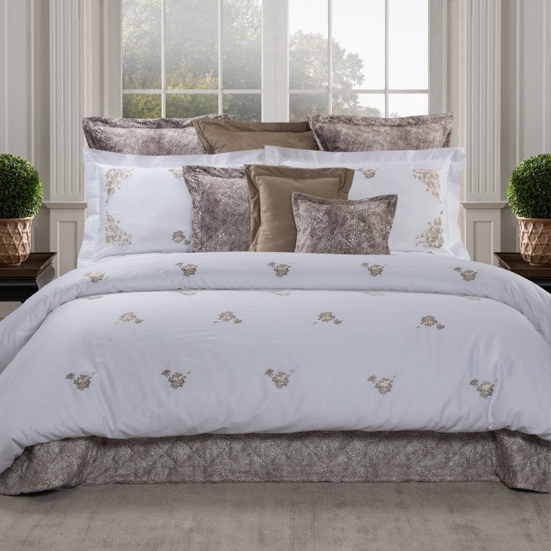 Ibla Embroidery By DEA Sateen Sham, Standard Sham, Colonial Gray