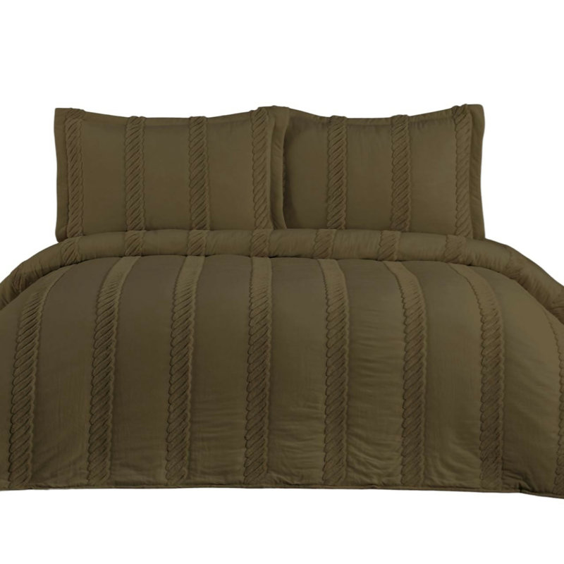 Ensemble de literie pour grand lit 3 pièces Krinkle, Kaki